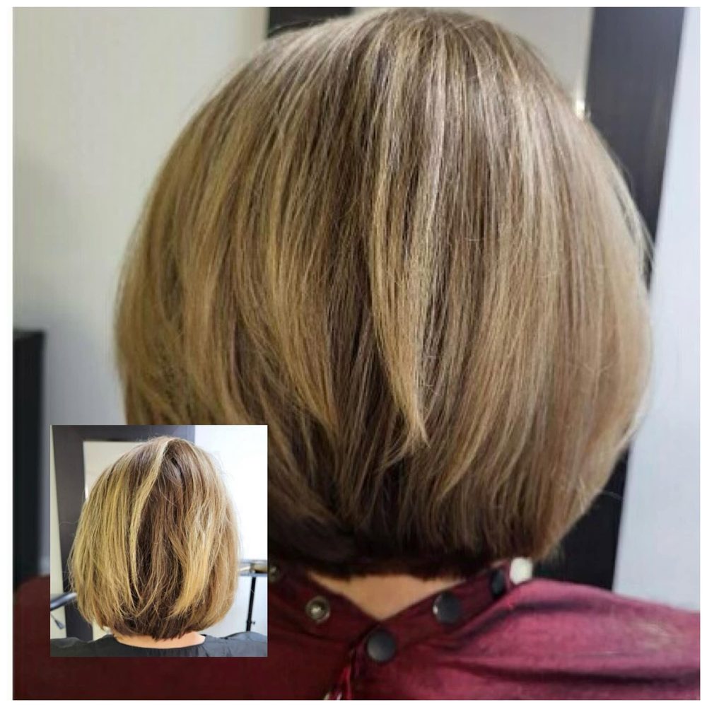 Blonde bob cut and style.