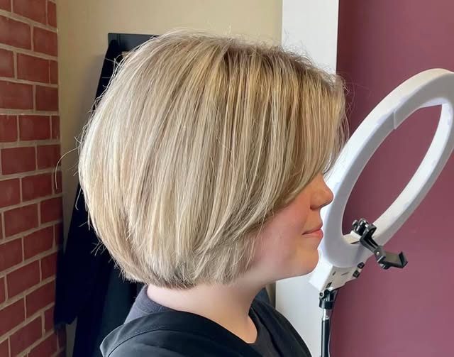 Sleek angled bob.